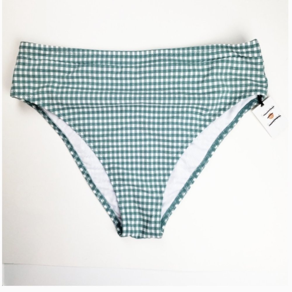 NEW High Waist High Leg Seersucker Bikini Bottom